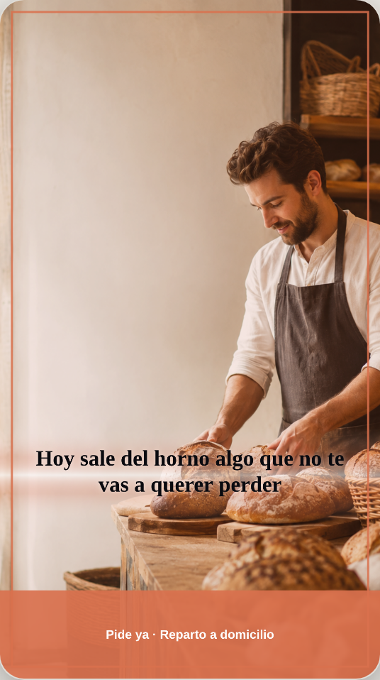 Ejemplo generado por Publicador Diario para una panadería, con colores cálidos